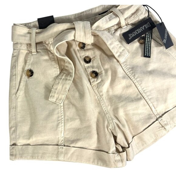 BLANKNYC Exposed Button Twill Self Belted Cargo Shorts Camel Size 28 NWT - Picture 8 of 16